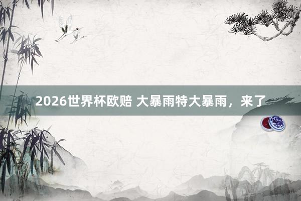 2026世界杯欧赔 大暴雨特大暴雨，来了