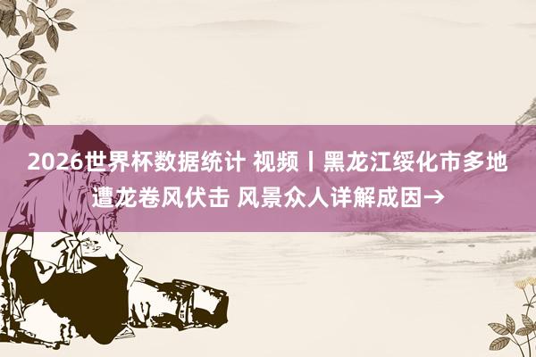 2026世界杯数据统计 视频丨黑龙江绥化市多地遭龙卷风伏击 风景众人详解成因→