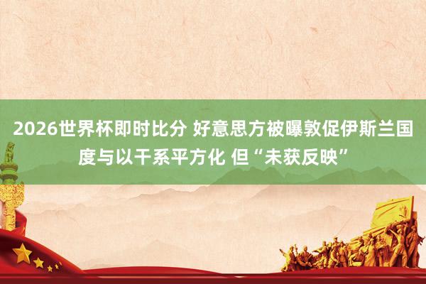 2026世界杯即时比分 好意思方被曝敦促伊斯兰国度与以干系平方化 但“未获反映”