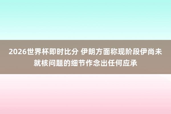 2026世界杯即时比分 伊朗方面称现阶段伊尚未就核问题的细节作念出任何应承