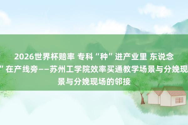 2026世界杯赔率 专科“种”进产业里 东说念主才“长”在产线旁——苏州工学院效率买通教学场景与分娩现场的邻接