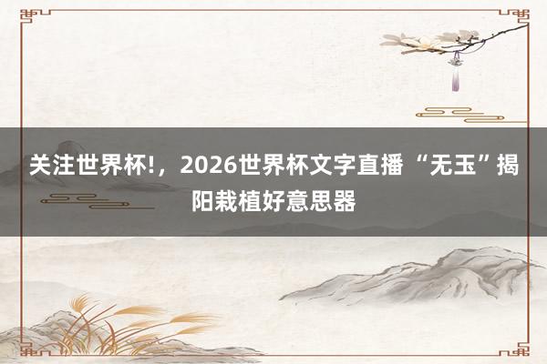 关注世界杯!，2026世界杯文字直播 “无玉”揭阳栽植好意思器