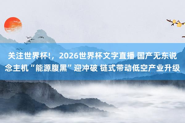 关注世界杯!，2026世界杯文字直播 国产无东说念主机“能源腹黑”迎冲破 链式带动低空产业升级