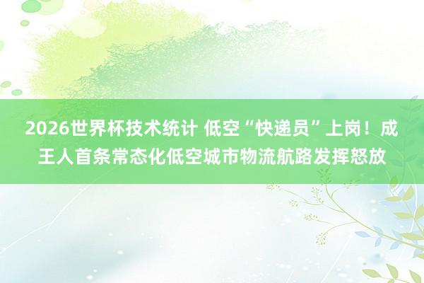2026世界杯技术统计 低空“快递员”上岗！成王人首条常态化低空城市物流航路发挥怒放