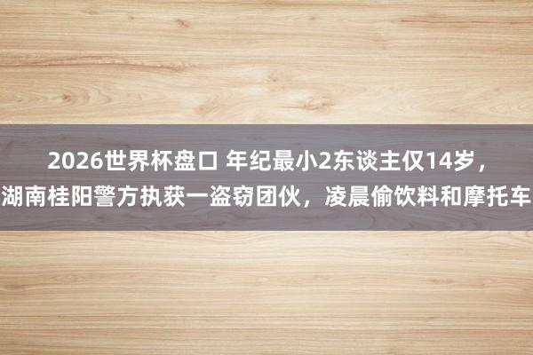 2026世界杯盘口 年纪最小2东谈主仅14岁，湖南桂阳警方执获一盗窃团伙，凌晨偷饮料和摩托车
