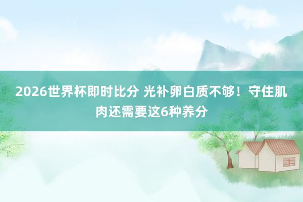 2026世界杯即时比分 光补卵白质不够！守住肌肉还需要这6种养分