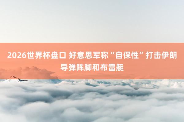 2026世界杯盘口 好意思军称“自保性”打击伊朗导弹阵脚和布雷艇