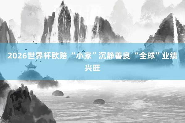 2026世界杯欧赔 “小家”沉静善良 “全球”业绩兴旺
