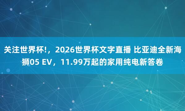 关注世界杯!，2026世界杯文字直播 比亚迪全新海狮05