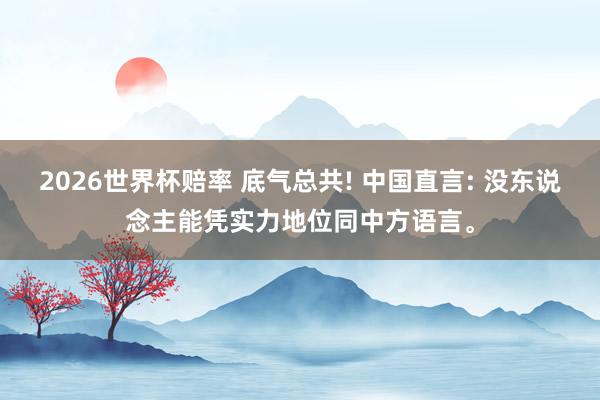 2026世界杯赔率 底气总共! 中国直言: 没东说念主能凭实力地位同中方语言。