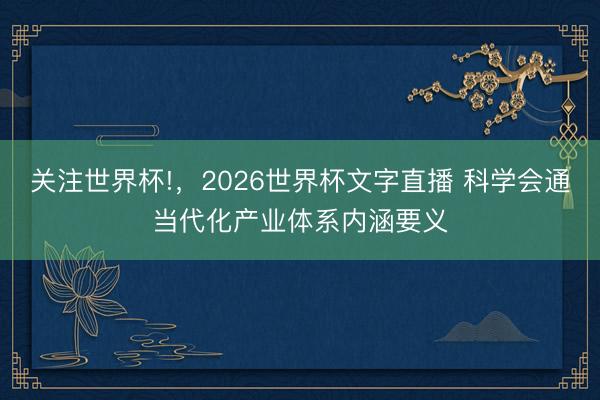 关注世界杯!，2026世界杯文字直播 科学会通当代化产业体系内涵要义