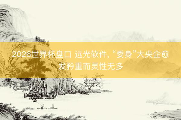 2026世界杯盘口 远光软件， “委身”大央企愈发矜重而灵性无多